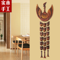 Dongyang wood carving pendant Peach wood carving Chinese style evil spirits town house entrance living room solid wood wall decoration crafts