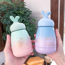 Outdoor cute rabbit ears macaron color thermos cup 304 stainless steel vacuum cup business office Cup