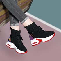 Increased sock shoes womens shoes autumn 2021 new black thick soled high middle-aged mother shoes spring and autumn sneakers