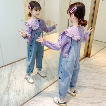 Girl Suit Spring Dress 2021 New Net Red Ocean Gas Plaid Lining Back Belt Pants Two Sets Spring Autumn Style Trendy Tide