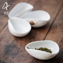 Top hand-painted tea Lotus ceramics Tea Tea Kung Fu Tea Set tea ceremony zero with tea Dingyao white tea spoon tea