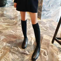 Socks and boots womens elastic boots 2021 spring and autumn new flat-bottomed knee-high boots thin woven socks and boots with socks and boots