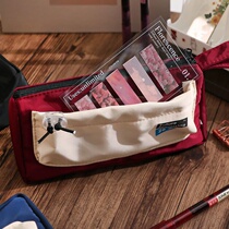 Large Capacity Pen Bag Ins Girl Brief Pen Bag Canvas Maiden bag Canvas Girls Multi-functional tennis Red Japanese Stationery Pencil Case