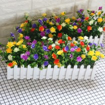 Wooden fence set jewelry pastoral simulation silk flower ornaments living room window sill artificial plastic fake floral potted plants
