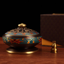 For Buddha pure copper incense burner Chinese enamel sandalwood stove indoor antique incense stove home tea art creative ornaments