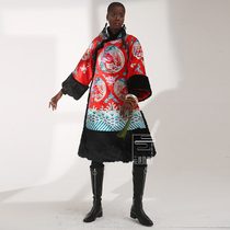  Cloud decoration totem original design womens robe old embroidery handmade embroidery group phoenix plus cotton personality Chinese oblique lapel top