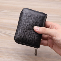 Card bag for mens ultra-thin small leather womens multi-card drivers license leather case large capacity card bag