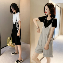 European station summer 2021 New European foreign style casual pants two-piece womens age reduction set one-piece shorts