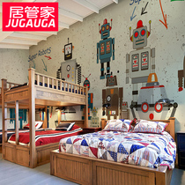 Customized cartoon wallpaper childrens room wallpaper boy bedroom 3d three-dimensional Superman robot anime kindergarten mural