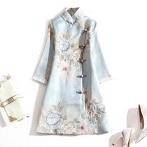 () Spring and Autumn costume Tang suit Han suit jacket long lace side buckle order bead cheongsam Jacket Women