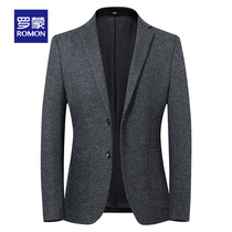 Romon 2022 men's suit spring and autumn new youth business casual suit jacket wool single wool men