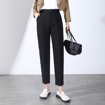 2022 new western dress pants female spring autumn loose sense straight cylinder smoke pipe pants big code high waist 90% turnip pants