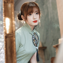 Cheongsam 2021 New retro modified version thin Chinese style young girl short sleeve long dress