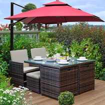 Outdoor table and chair combination courtyard rattan chair Leisure outdoor garden terrace balcony imitation rattan backrest rattan chair waterproof