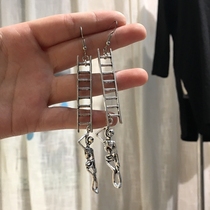 European and American retro dark skull skeleton exaggerated earrings female long ladder earrings personality trenderless earrings ear clip