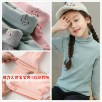 Girls base shirt 2021 spring new childrens semi-high neck long sleeve boys T-shirt baby foreign style spring and autumn top