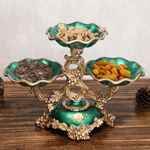 European fruit plate creative modern living room decoration coffee table ornaments divided three layers of dried fruit plate set sugar tray shop