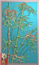 Bamboo door panel backrest four seasons flower green bamboo festival high-rise carved drawing jdp relief map gray-scale wood carving