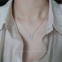 925 sterling silver fresh mint blue choker Joker simple temperament light luxury niche design ins necklace female