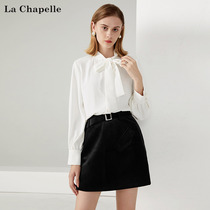 Lasciabel 2022 spring new lacing butterfly knot snow-spinning shirt white shirt female loose with a thin undershirt
