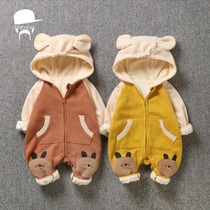 Baby autumn jumpsuits for men and women babies winter ha clothes newborn winter clothes thickened clothes 0-1 years old out of clothing 3