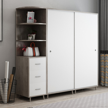 Nordic wardrobe household rental room bedroom solid wood assembly modern simple economical simple sliding door cabinet