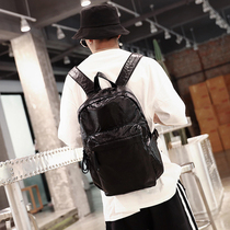 Hong Kong leather backpack for men and women backpack soft leather backpack trend Street backpack tide