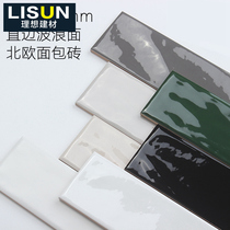 Nordic kitchen toilet tile 75X300 small white brick black and white gray long brick wall tile bright balcony brick