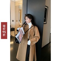 SUN11 double-sided windbreaker female 2021 autumn and winter Korean version of the new long thick thin versatile camel coat