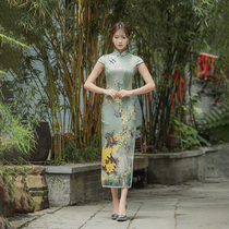 Qipao 2022 new young girls improved version of dress with dress Chinese wind long style sexy mulberry silk