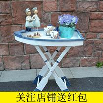 Mediterranean style solid wood creative boat type folding tea several folding table crafts wholesale