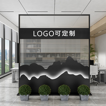 Nordic screen Changhong glass partition leaning against wall office entry floor style image into the front desk to decorate the iron art