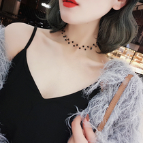 Brief About 100 hitch Black Crystal Short Lock Bone Chain Woman Korean Temperament Neck Ornament Neck Neckband Choker Necklace