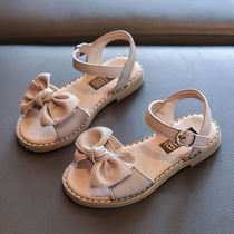 Leather girls sandals 2021 summer New Fashion Net Red little Princess soft bottom children bow girl shoes