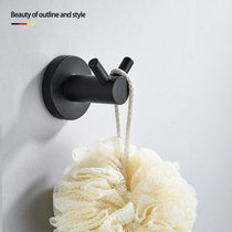 304 Stainless steel Black Single non-perforated wall hanging wall toilet coat hook toilet towel clothes hook