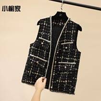 Little Elu retro small fragrant wind vest female waistcoat spring and autumn 2019 new sleeveless plaid Lady Black Horse