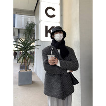 HOZI special woven fabric vintage casual suit jacket mens 2021 Winter Korean ins Net red suit