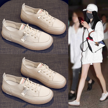 Serious leather small white shoes 2021 new female shoes spring and autumn female sneakers one footwear sloth shoes