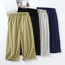 21 New ICE cotton mens Capri pants Cotton pajama pants thin loose casual over knee pants home pants summer