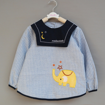 Children hood clothes long sleeves male and female baby meals waterproof surrounding hood Womens autumn winter pure cotton dining pocket Baby anti-dirty anti-wear