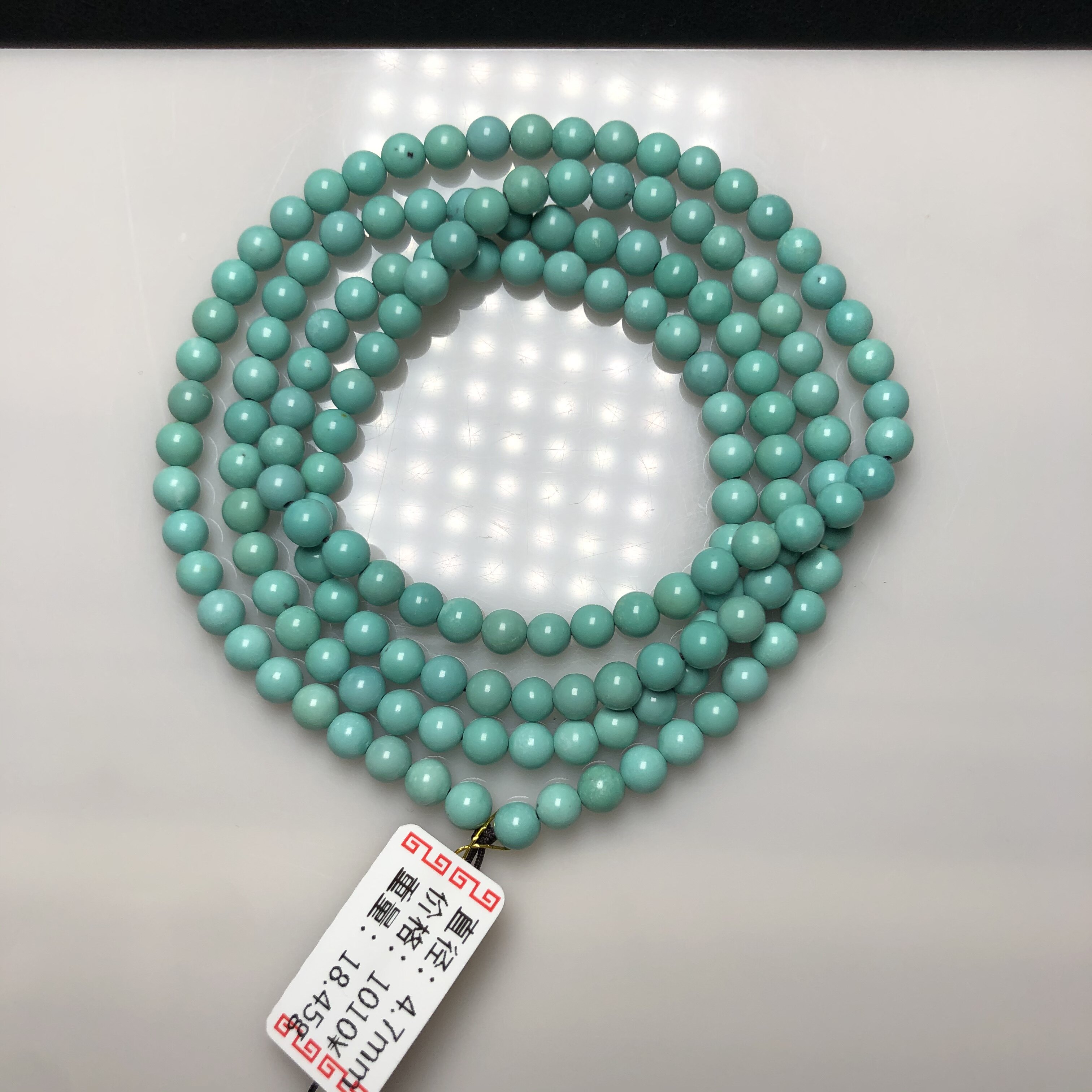 Boutique green pine stone millet pearl necklace multi-circle hand refining 4 7mm