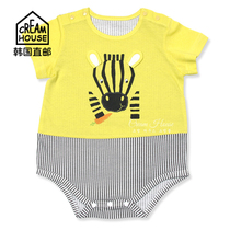 (CreamHouse) Korean yellow zebra male baby Summer cotton jumpsuit triangle