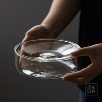 Japanese style handmade heat-resistant glass tea bearing pot bearing water storage tea washing dry bubble table kung fu tea set tray tea ceremony accessories