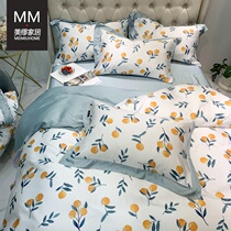 High end 60 bifacial sky silk ice silk summer fresh nude sleeping silk slip four pieces cover bed linen bedding