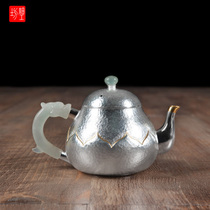 Fine workshop silver pot Sterling silver 9999 kettle Silver teapot Japanese household handmade one hit