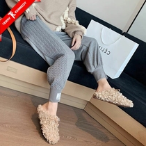 Maternity pants thin fleece sports pants late knitting slimming spring and autumn dress leggings grandma pants loose casual pants women
