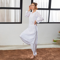 Indian yoga clothes meditation clothes master clothes womens long cotton hand embroidered thin white ethnic style