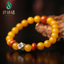 Xiang Zhen Fu Natural 12 Zodiac Zodiac Tiger Pig Monkey Rat Rabbit Eight Major Buddha Honey Wax Hand-string Hand Chain Tiger Year Accessories