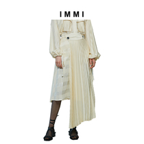 (Designer brand IMMI) satin acetic acid asymmetric design pleated skirt 191SK027