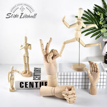 Mobile joint hand small ornaments painting sketch puppet wood mannequin props creative Nordic home decoration